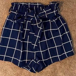 Plaid Print Belted Shorts